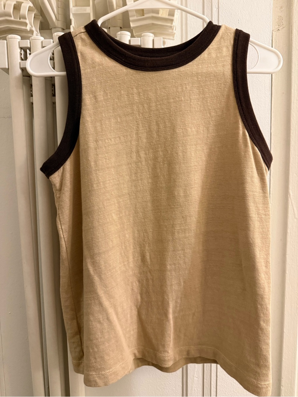 LOFT Cream Tank with Dark Brown Contrast Trim